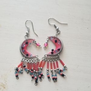 Pink Crecent Moon Earrings